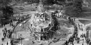 Historic Photos of USS Recruit, a Dreadnought Battleship Built in Union Square From 1917-1920