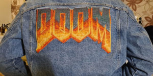 Wife Embroidered the Iconic DOOM Logo on Her Husband's Jeans Jacket