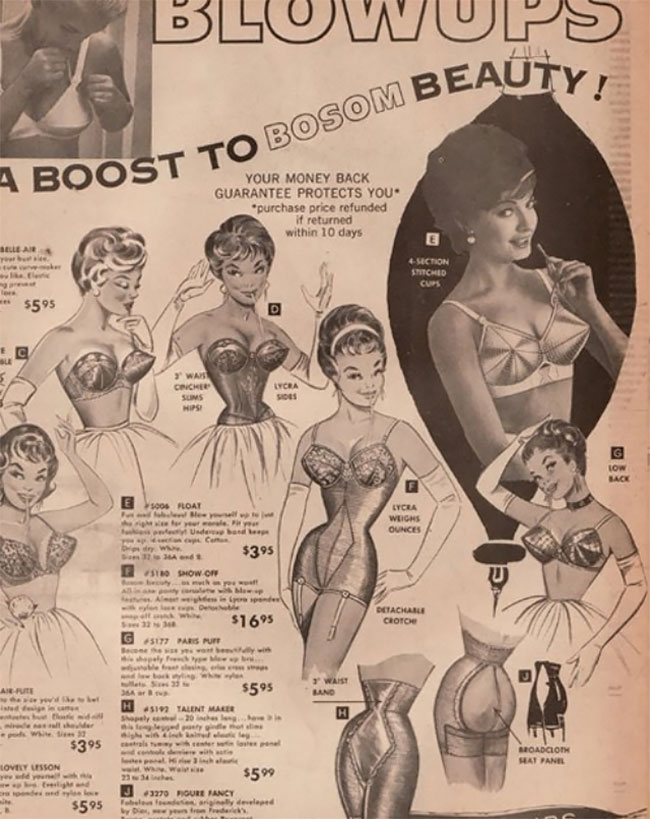 Vintage images show 1950s women donning inflatable bras to look