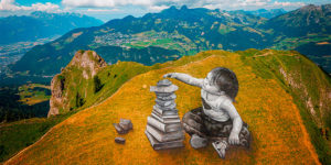 “Towards Balance”: Artist Creates Giant Painting in the Swiss Mountains