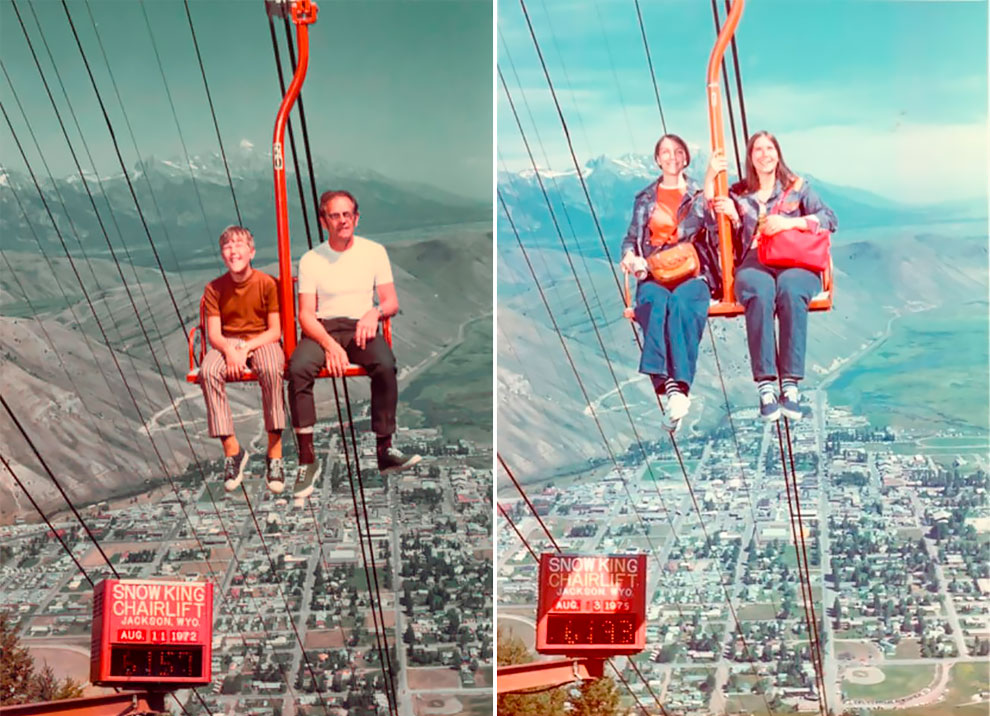 Vintage Pictures of Snow King Chairlifts without Any Safety Bars that