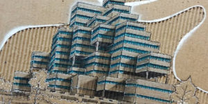 These Buildings Drawn On Pieces Of Cardboard To Create A 3D Effect By A 5th-Year Student Of Architecture
