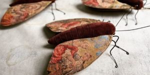 The Artist Creates Textile Moths with Wings Made of Vintage Tapestry Materials