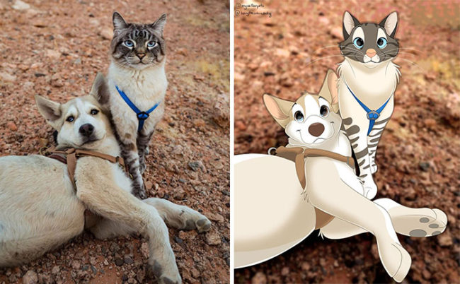 Artist Turns Pictures Of Pets Into Cute Disney Characters 63440c495e564 700