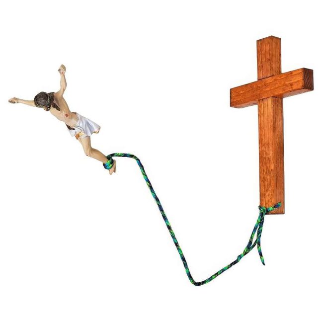 The Perfect Conversation Starter Pine Wood Bungee Jumping Jesus Cross