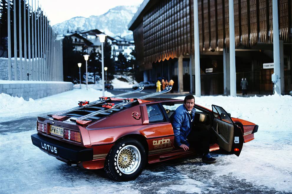 Roger Moore With Lotus Esprit 3 