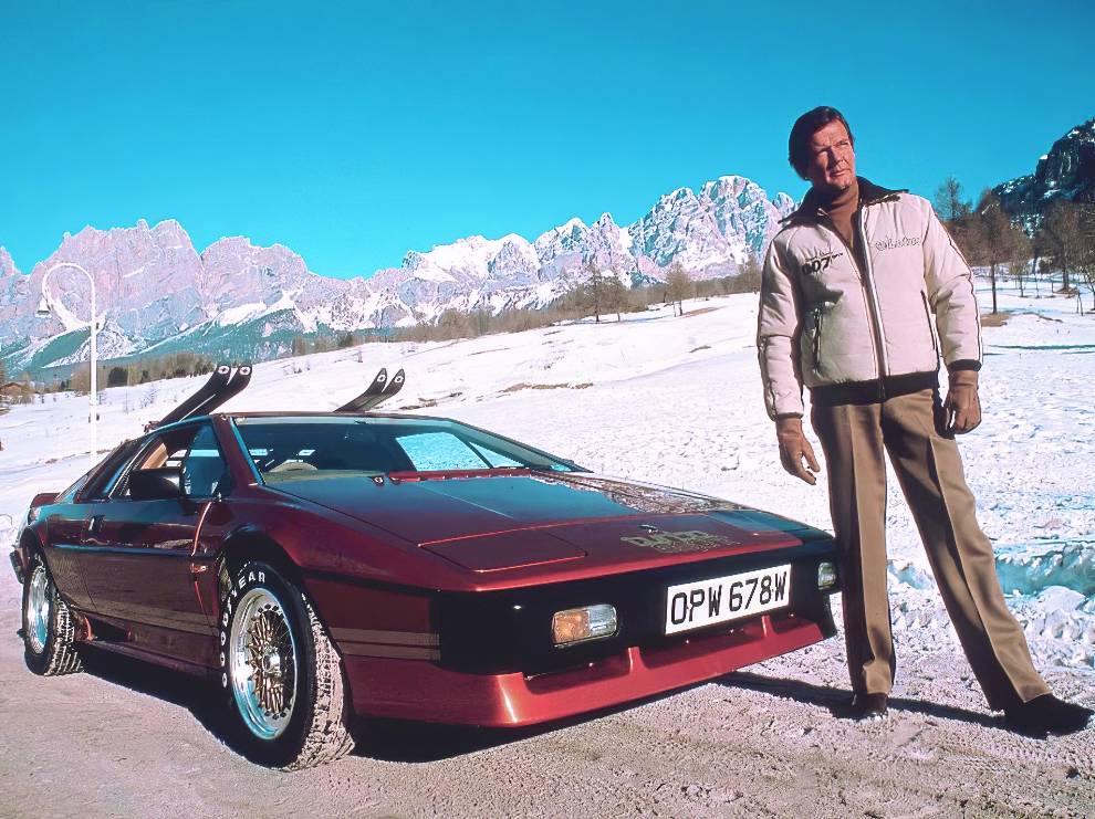 Roger Moore With Lotus Esprit 4 