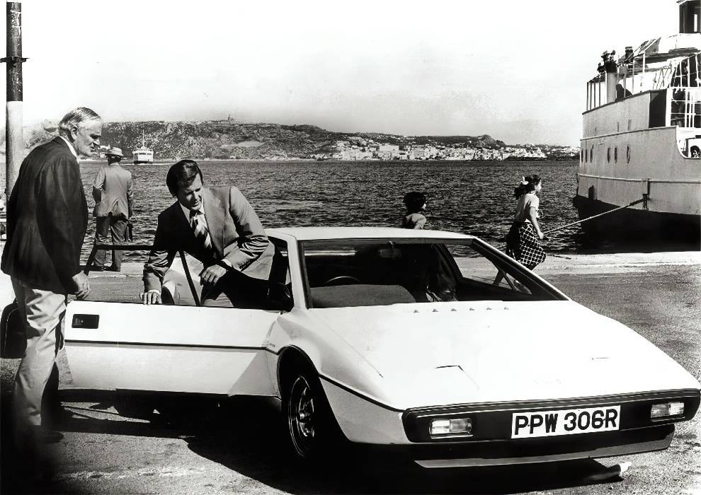 Roger Moore With Lotus Esprit 5 