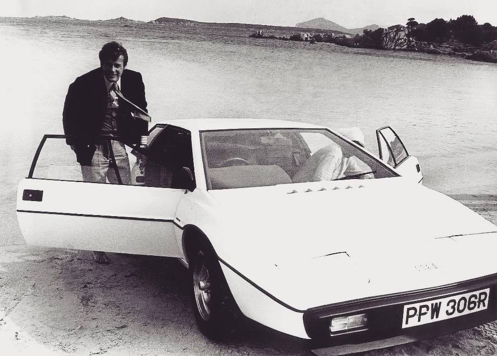 Roger Moore With Lotus Esprit 7 