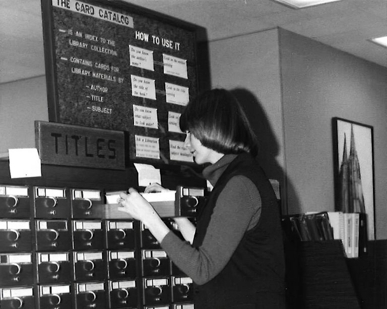 Vintage Photographs of People Using the Card Catalog at the Library in