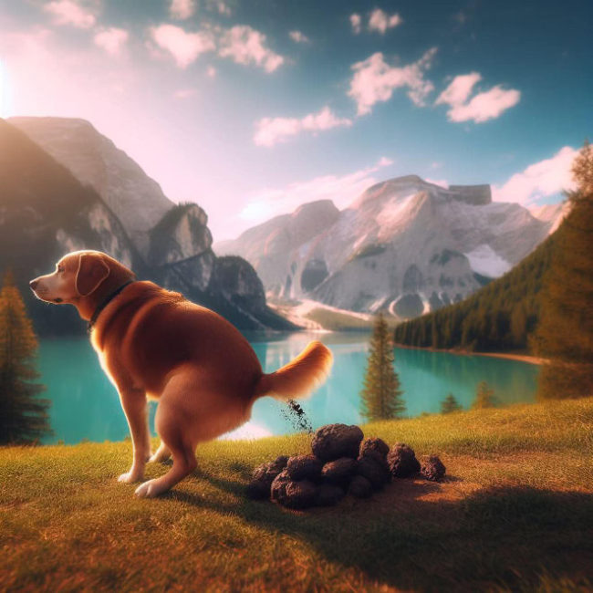 Humorous AI-Generated Images of Dogs Pooping In Beautiful Places ...