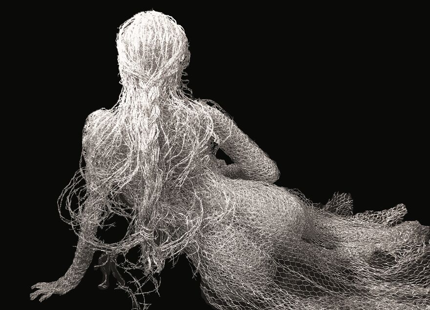 67a6070115fab Wire Sculptures Created From Chicken Wire Full Size Figures Dancers Swimmers Horses And Dogs 12 880