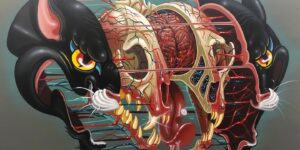Artist Creates Giant Anatomical Murals With Dissected Humans, Animals, and Cartoons, Turning City Walls Into Open‑air Anatomy Lessons