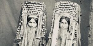 Portrait of High-Class Yomut Women From Krasnovodsk, Turkmenistan Wearing Kasaba, 1883