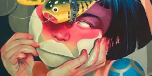 This Artist Blends Javanese Tradition With Contemporary Painting, Turning Patterned Fabrics And Figures Into Quietly Surreal Scenes