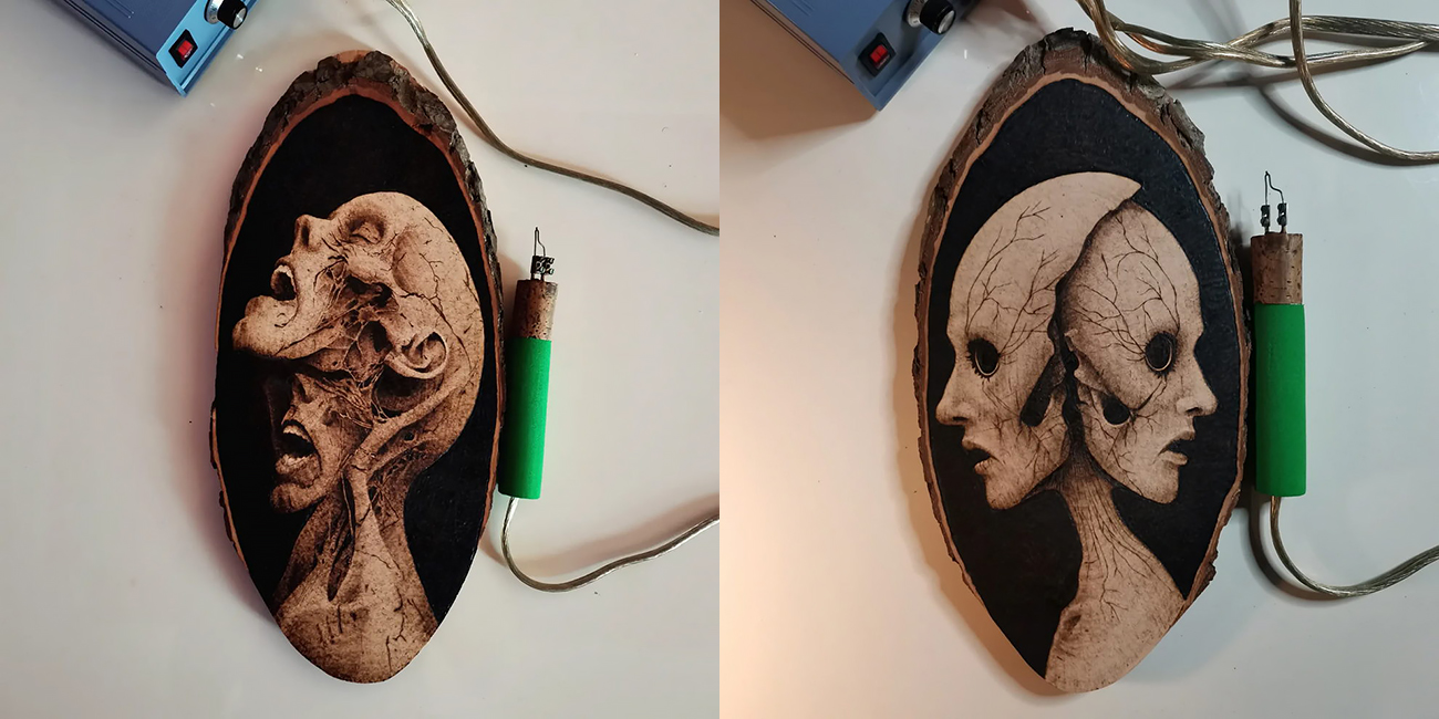 فنان يبدع رسوماً بالحرق على الخشب بطابعٍ مظلم تستكشف الهوية والنفس البشرية  
التصميم الذي تثق به — تصميم يومي منذ 2007